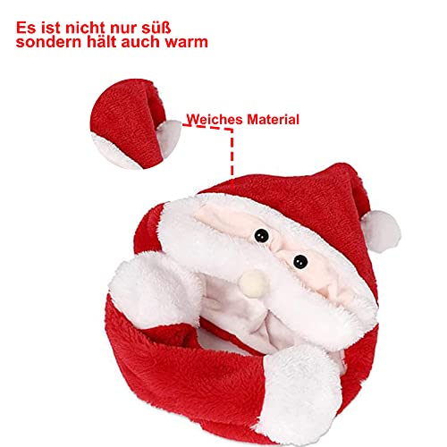 PenuSpt Gorro de Navidad con barba prensada, gorro móvil de peluche, buen regalo para niños, niñas, novias (rojo)