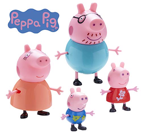 Peppa Pig - Juego de 4 Personajes de 4 y 10 cm (Peppa, George, Papa Pig y Maman Pig), Juguete para niños a Partir de 3 años, PPC27