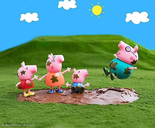 Peppa Pig Peppa y Familia 92613 Wutz PEP0038 - Juego de 4 Figuras exclusivas: Peppa, Schorsch, Mamá y Papa Wutz con Manchas de Barro para niños a Partir de 2 años