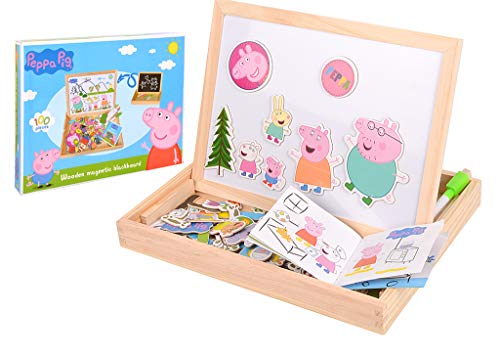 Peppa Pig Pizarra para niños, pizarra magnética de juguete, pizarra para escribir, juego educativo con accesorios, pizarra con tiza e imán para niños