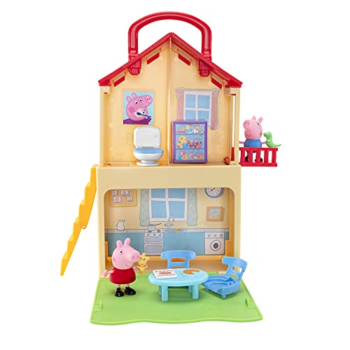 Peppa Pig - Playset Casa Pop Up con 3 estancias Diferentes y 2 Personajes incluidos, portátil para Jugar Incluso Fuera de casa, para niños a Partir de 2 años, PPC78000, Giochi Preziosi