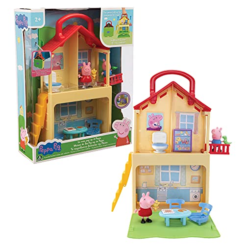 Peppa Pig - Playset Casa Pop Up con 3 estancias Diferentes y 2 Personajes incluidos, portátil para Jugar Incluso Fuera de casa, para niños a Partir de 2 años, PPC78000, Giochi Preziosi