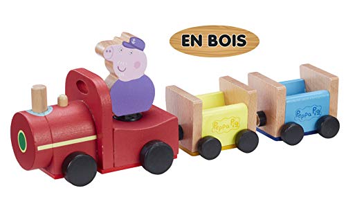 Peppa Pig Tren de PAPY Pig 1 Personaje, Figura de George incluida, Juguete de Madera (GIOCHI PREZIOSI PPC65000)