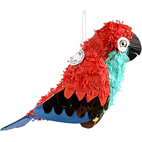 Pequeña Piñata de Loro para fiestas de Piratas en cumpleaños, 37 cm x 35 cm x 15,2 cm