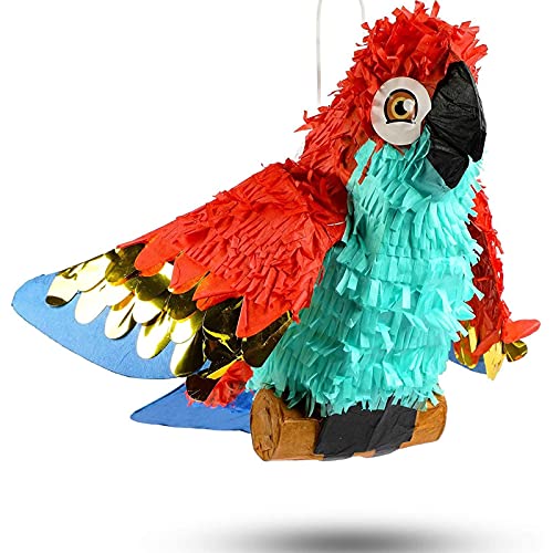 Pequeña Piñata de Loro para fiestas de Piratas en cumpleaños, 37 cm x 35 cm x 15,2 cm