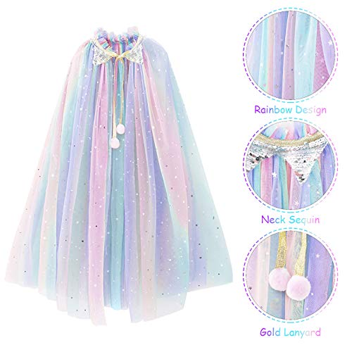 PHOGARY Vistoso Capa Princesa Niña Disfraz Princesa Vestido, Disfraces Halloween Navidad Carnaval Cosplay Cumpleaños Fiesta Princesa Disfraces Capa para Niños