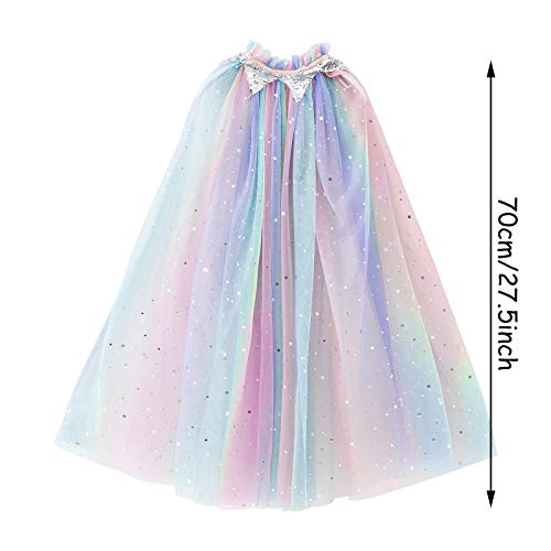 PHOGARY Vistoso Capa Princesa Niña Disfraz Princesa Vestido, Disfraces Halloween Navidad Carnaval Cosplay Cumpleaños Fiesta Princesa Disfraces Capa para Niños