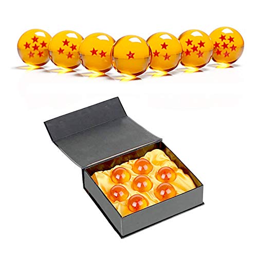 PHY Dragon Ball Z 7.6CM Bolas del Dragón Estrellas con Caja de Regalo Bola de Cristal Transparente Juguetes y Juegos Decoración Adornos Coleccionables para Niños Fans del Anime de DBZ 7PCS-7.6cm