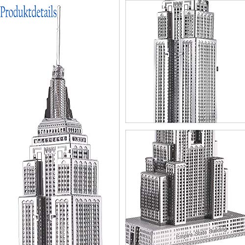 piececool Puzle 3D DIY modelo de metal para adultos Empire State BUILDING-21pcs (plata)