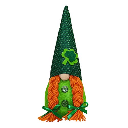 PIGMAMA Adornos de gnomos Lindos del día de San Patricio, Peluche de Elfo de la Suerte irlandés Hecho a Mano, Adornos domésticos de Enano Tomte Elf escandinavo para decoración del hogar Contemporary