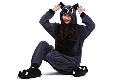 Pijama Animados Kigurumi Cosplay Mapache Gris Animal para Adulto Unisex