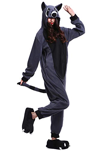 Pijama Animados Kigurumi Cosplay Mapache Gris Animal para Adulto Unisex