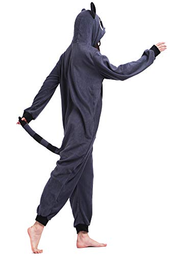 Pijama Animados Kigurumi Cosplay Mapache Gris Animal para Adulto Unisex