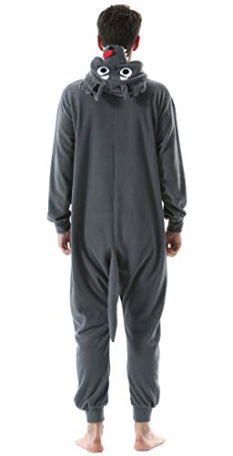 Pijama Animal Entero Unisex para Adultos con Capucha Cosplay Pyjamas Ropa de Dormir Kigurumi Traje de Disfraz para Festival de Carnaval Halloween Navidad Gris Lobo