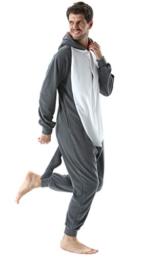 Pijama Animal Entero Unisex para Adultos con Capucha Cosplay Pyjamas Ropa de Dormir Kigurumi Traje de Disfraz para Festival de Carnaval Halloween Navidad Gris Lobo