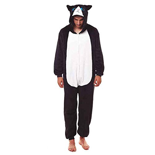 Pijamas Enteros de Animales Adultos Unisex (Tallas de Adultos S a L) Disfraz Gato Negro Mono Enterizo Adulto Carnaval Fiestas【Talla M】