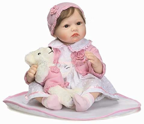 Pinky Reborn 22 Pulgadas 55cm Realista Renacer Bebé Muñecos bebé Hermosa Muñeca Silicona Bebe Reborn Toddler Niña Recien Nacido