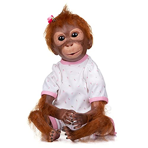 Pinky Reborn iCradle - Muñecas de 21 pulgadas (52 cm), simulación de vinilo de silicona, mono, muñeca realista, bebe, mono, rinata con Mohair, juguetes para niños, regalos de cumpleaños (03F)