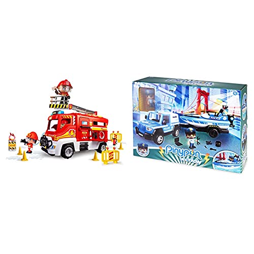 Pinypon Action Camión De Bomberos para Niños Y Niñas De 4 A 8 Años (Famosa 700016237) + . Pickup De Policía con Lancha para Niños Y Niñas De 4 A 8 Años (Famosa 700016265)