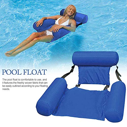 Piscina hamaca portátil plegable hinchable colchón de agua, cama de playa, deportes náuticos, tumbona para adultos y niños, 2 unidades (azul y naranja)