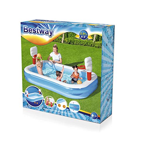 Piscina Hinchable Infantil con Canastas Baloncesto Bestway Basketball 254x168x102 cm