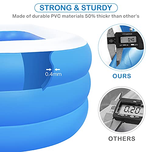 Piscina Hinchable Rectangular, Piscina Inflable Familiar, Piscina Hinchable Niños Grande de Jardín, 241cm x 142cm x 56cm, Puede acomodar a 2 Adultos + 3 niños, Piscina Infantil Interior y Exterior