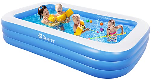 Piscina Hinchable Rectangular, Piscina Inflable Familiar, Piscina Hinchable Niños Grande de Jardín, 241cm x 142cm x 56cm, Puede acomodar a 2 Adultos + 3 niños, Piscina Infantil Interior y Exterior