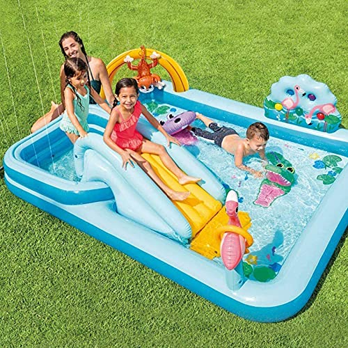 Piscinas Infantiles Jardin con Parche, Portátil Piscina Inflable Infantil con Tobogan, Juegos Hinchables De Agua para La Fiesta Al Aire Libre, Interior, Jardín, Sala De Estar, Fuera (PVC)