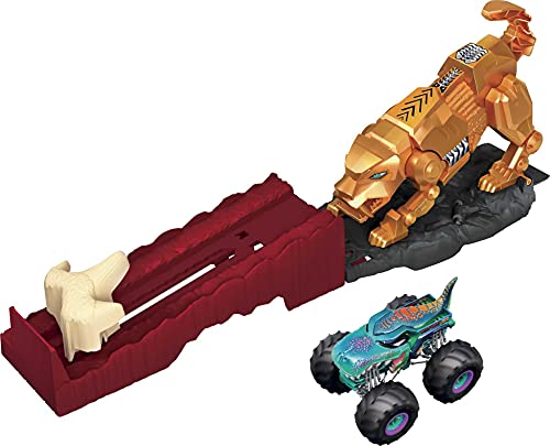 Pista de Juguete Hot Wheels Monster Trucks Enfrentamiento con Sabretooth™ (Mattel GYL10)