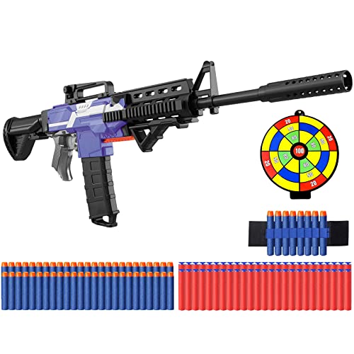 Pistola Dardos eléctrica para Nerf Flechas, Rifle Armas Juegete Automático Grande con Clip, 100 Balas, 3 Modos Disparo rápido, Ametralladora automática Infantil, USB Recargable, Regalo Niños 6 Años +