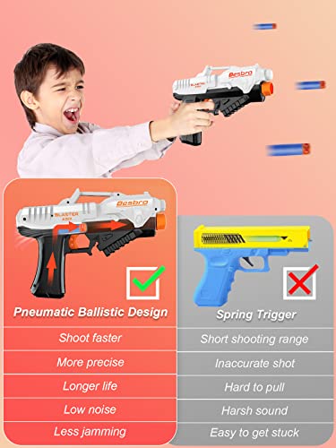 Pistola de juguete para niños, pistola neumática Besbro con innovadora revista balas, 6 balas de espuma patentadas, pistola falsa realista para juegos de disparo, regalo para niños