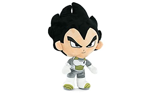 Play by Play Dragon Ball Super- Peluches de los Protagonistas de Bola de Dragón, Goku, Piccolo, Vegeta, Beerus, Monstruo Buu - Calidad Super Soft (30-35cm, Vegeta Pelo Negro)