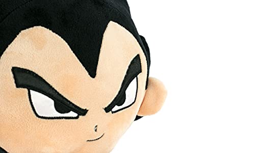 Play by Play Dragon Ball Super- Peluches de los Protagonistas de Bola de Dragón, Goku, Piccolo, Vegeta, Beerus, Monstruo Buu - Calidad Super Soft (30-35cm, Vegeta Pelo Negro)