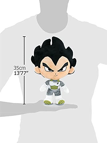 Play by Play Dragon Ball Super- Peluches de los Protagonistas de Bola de Dragón, Goku, Piccolo, Vegeta, Beerus, Monstruo Buu - Calidad Super Soft (30-35cm, Vegeta Pelo Negro)