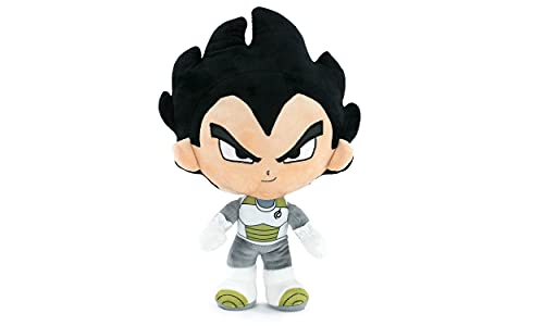 Play by Play Dragon Ball Super- Peluches de los Protagonistas de Bola de Dragón, Goku, Piccolo, Vegeta, Beerus, Monstruo Buu - Calidad Super Soft (30-35cm, Vegeta Pelo Negro)