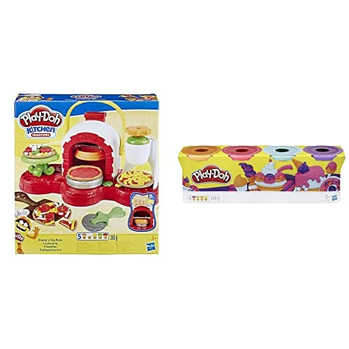 Play Doh Cocina De Pizza, Multicolor, Talla Única Hasbro E4576Eu4 , Color/Modelo Surtido + Pack De 4 Colores/Modelos Surtidos