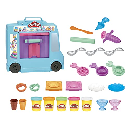 Play-Doh Juego de camión de Helado, Juguete de Juego para niños de 3 años en adelante con 20 Herramientas, 5 Colores compuestos de Modelado, más de 250 Combinaciones posibles