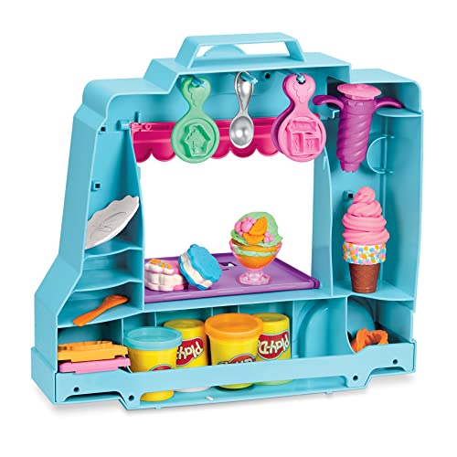 Play-Doh Juego de camión de Helado, Juguete de Juego para niños de 3 años en adelante con 20 Herramientas, 5 Colores compuestos de Modelado, más de 250 Combinaciones posibles