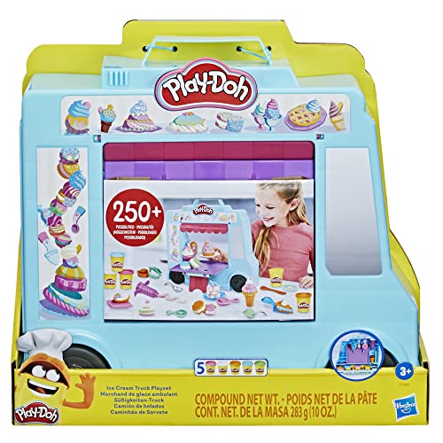 Play-Doh Juego de camión de Helado, Juguete de Juego para niños de 3 años en adelante con 20 Herramientas, 5 Colores compuestos de Modelado, más de 250 Combinaciones posibles