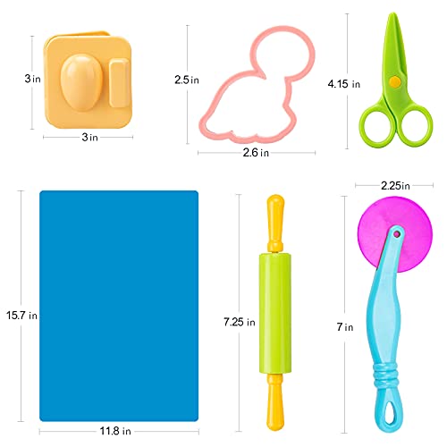 Play Dough Modeler, 41 piezas de accesorios de plastilina, moldes, forma, tijeras, rodillo, tapete para plastilina con bolsa de almacenamiento, juego de fiesta para niños pequeños, niñas y niños