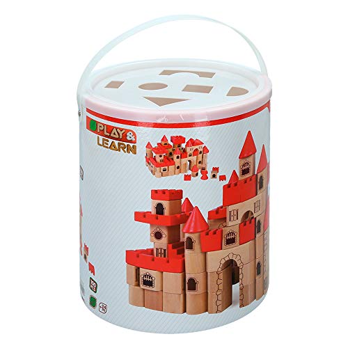 PLAY & LEARN-CASTILLO MEDIEVAL BLOCKS MADERA 100 PZAS +24M