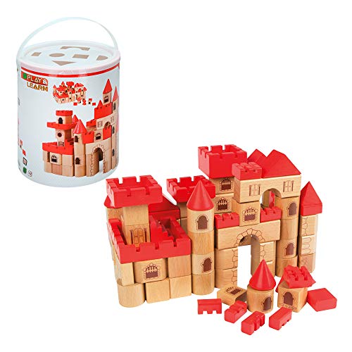 PLAY & LEARN-CASTILLO MEDIEVAL BLOCKS MADERA 100 PZAS +24M