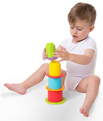 Playgro Juguete apilable de baño, 4 Piezas, Juguete para bebés, A partir de 9 meses, Libres de BPA, Colorido, 40217