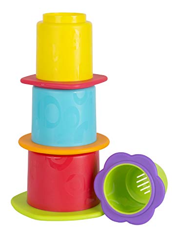 Playgro Juguete apilable de baño, 4 Piezas, Juguete para bebés, A partir de 9 meses, Libres de BPA, Colorido, 40217