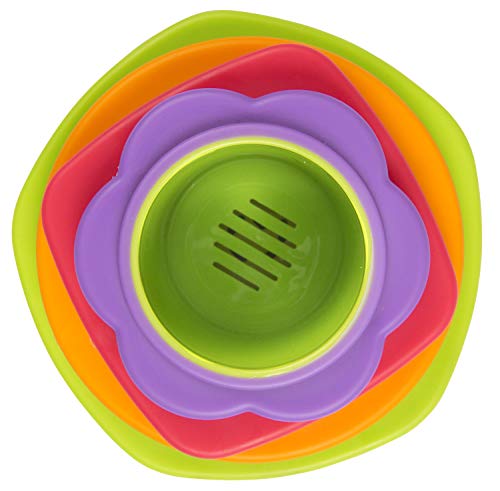 Playgro Juguete apilable de baño, 4 Piezas, Juguete para bebés, A partir de 9 meses, Libres de BPA, Colorido, 40217