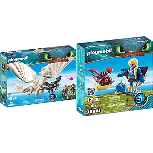 PLAYMOBIL DreamWorks Dragons Furia Diurna Y Bebé Dragón con Niños, A Partir De 4 Años (70038) + Astrid con Globoglob