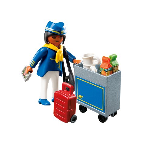 PLAYMOBIL Especiales Plus - Azafata de Vuelo con Carrito de Servicio ,  Set de Juego, 10 x 3,5 x 12,5 cm, (4761)