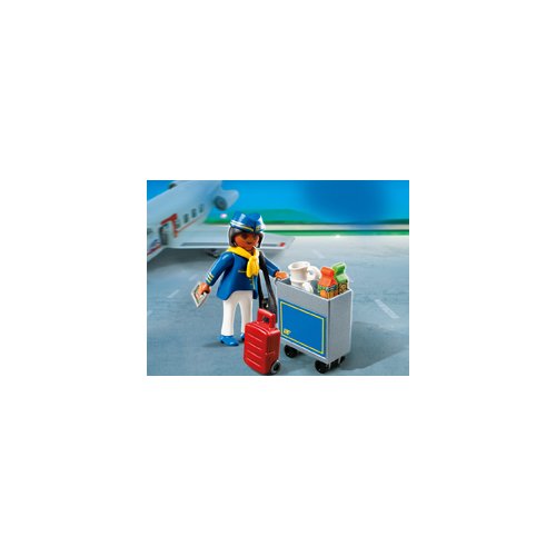 PLAYMOBIL Especiales Plus - Azafata de Vuelo con Carrito de Servicio ,  Set de Juego, 10 x 3,5 x 12,5 cm, (4761)