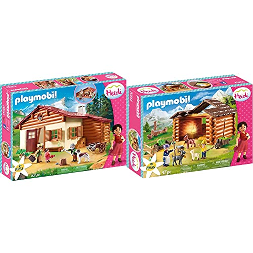 PLAYMOBIL Heidi en la Cabaña de los Alpes, A Partir de 4 años (70253) + Establo de Cabras de Pedro, A Partir de 4 años (70255)