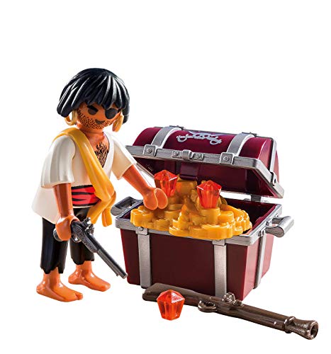 PLAYMOBIL- Pirata con Cofre del Tesoro Juguete, Multicolor (geobra Brandstätter 9358)